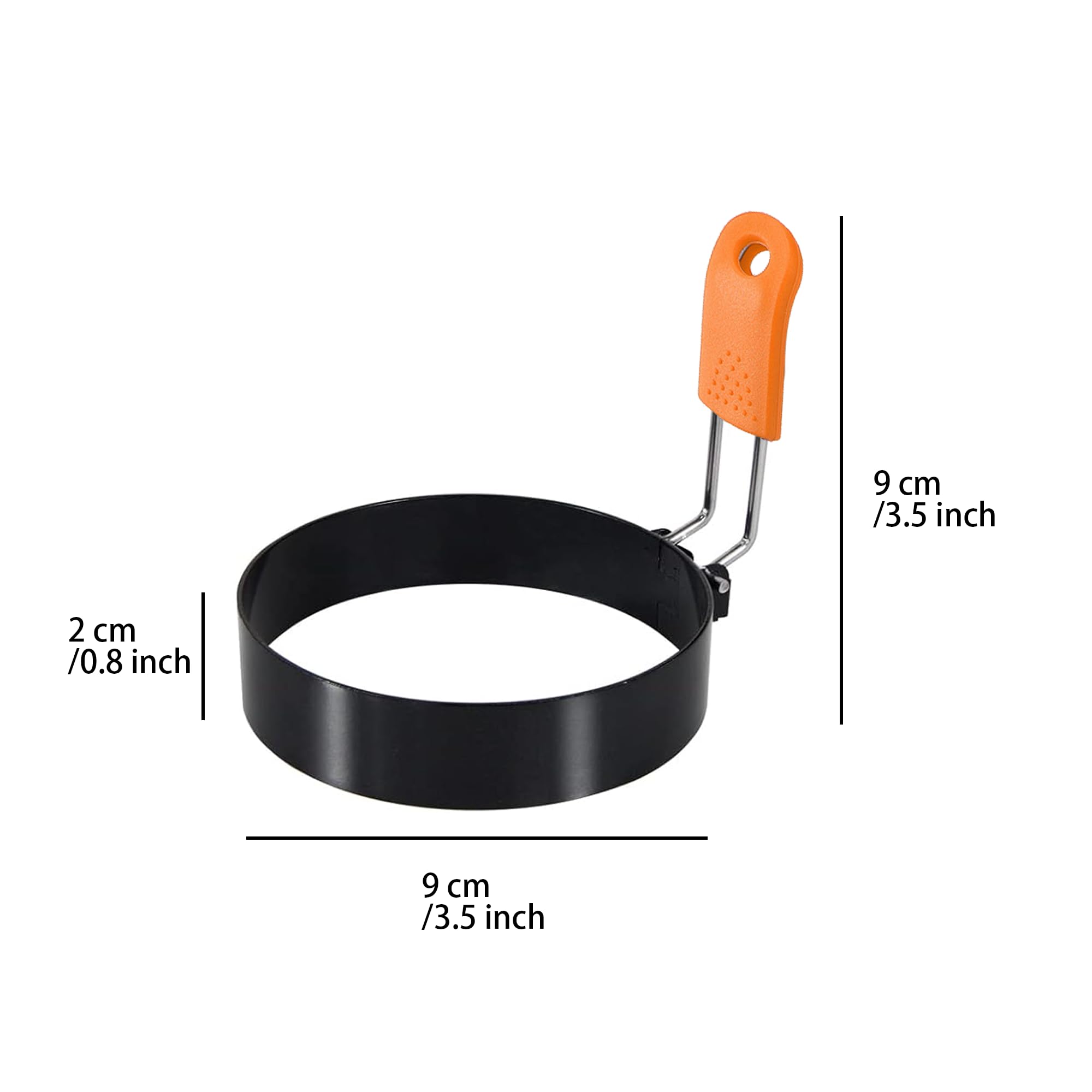 HLMOptimo silicone-handle egg rings stay cool to touch during cooking.