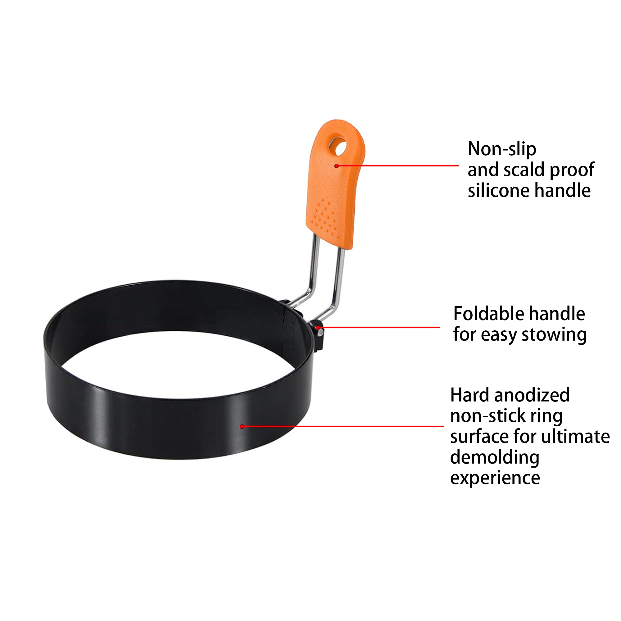 HLMOptimo stainless steel egg rings with BPA-free non-stick coating.