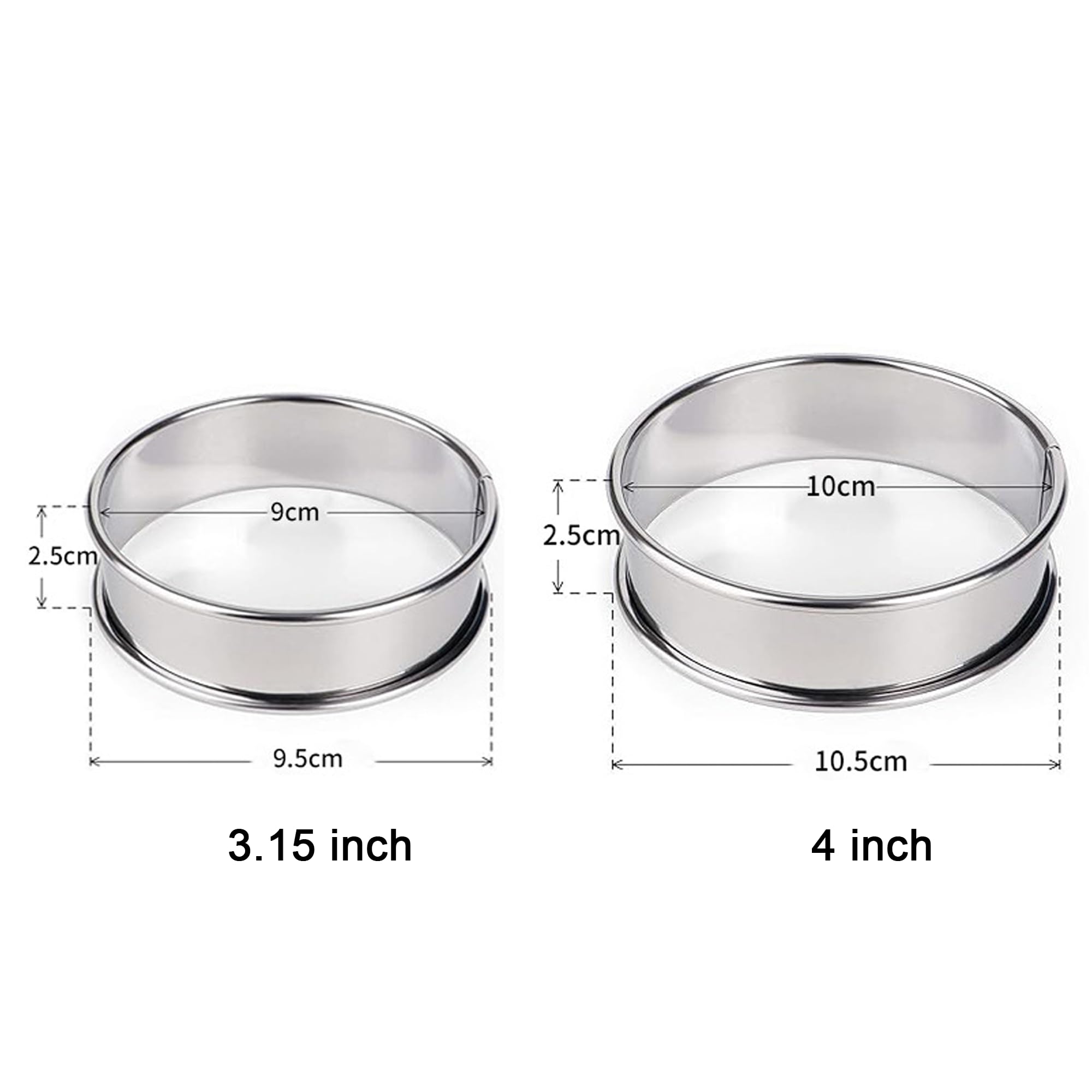 HLMOptimo stainless steel muffin rings, 6-piece set for versatile tarts and muffins.