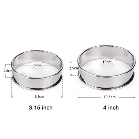 HLMOptimo stainless steel muffin rings, 6-piece set for versatile tarts and muffins.