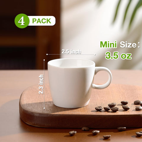 Hlukana white demitasse cups with a comfortable handle for easy daily sipping