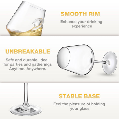 Hlukana dishwasher-safe wine glasses, top rack friendly for easy cleanup.