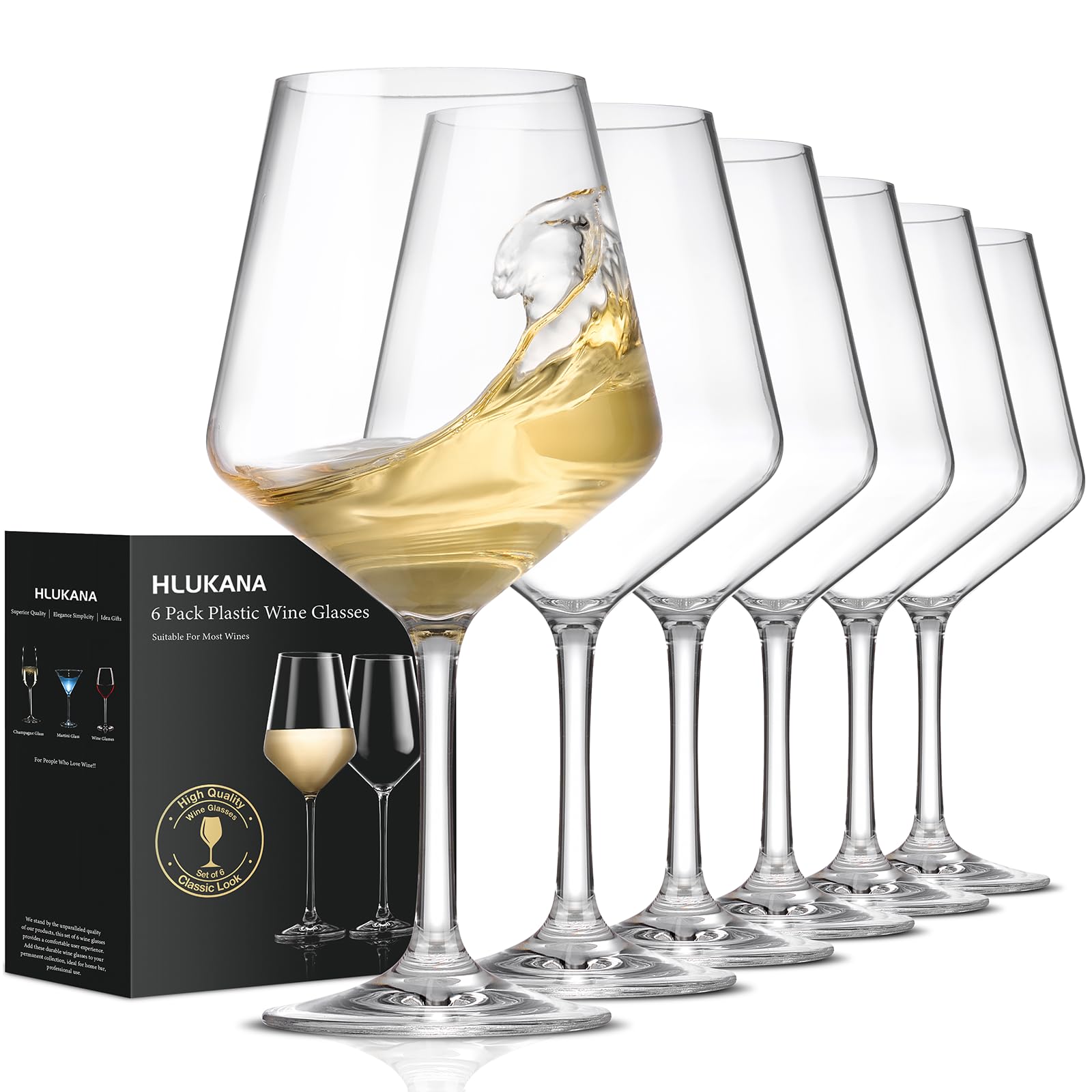 Hlukana unbreakable wine glasses 6-set, ideal for poolside parties.