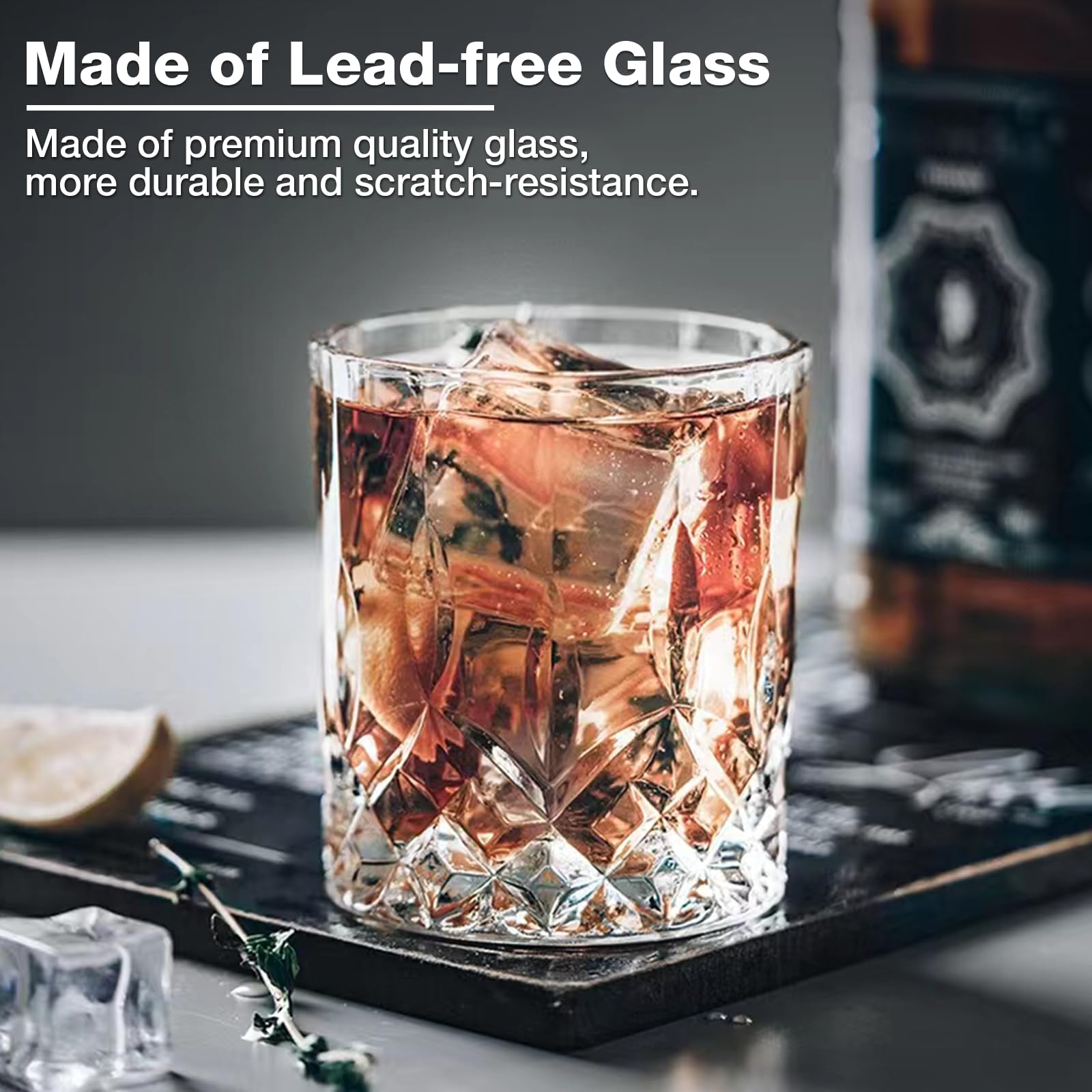 Hlukana whiskey glasses suitable for whisky, scotch, bourbon, vodka, and cocktails.