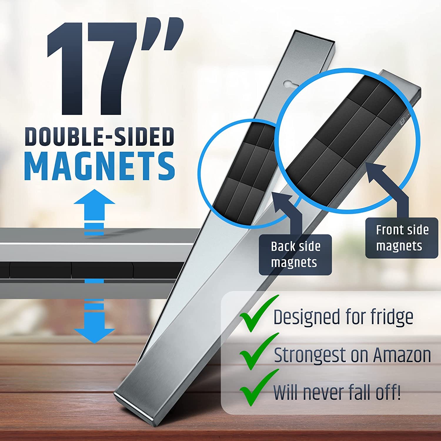 HMmagnets 304 stainless steel construction resists rust for lasting kitchen use.