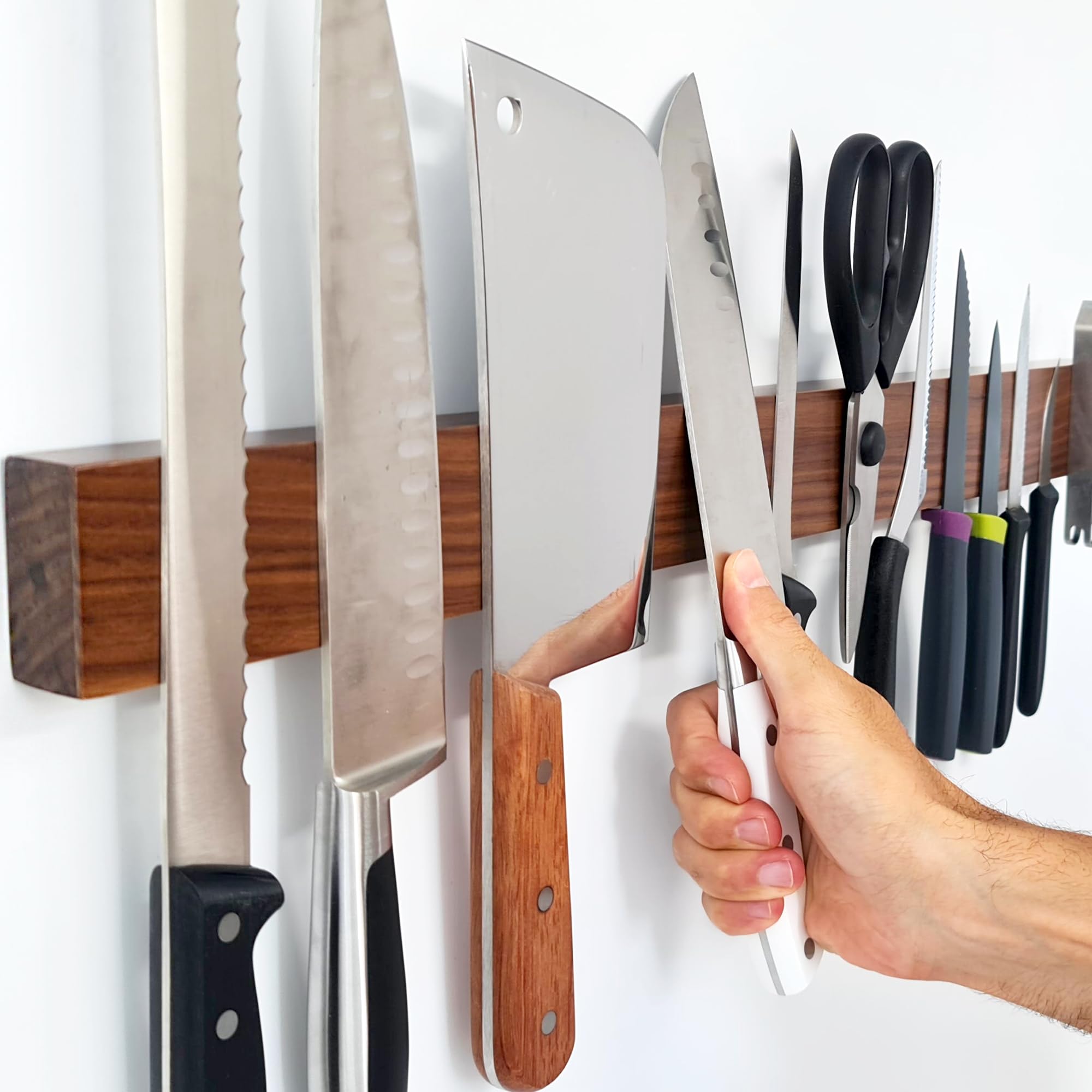 HMmagnets durable walnut wood knife strip built to last