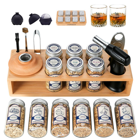 HMYBAR 26pcs whiskey smoker kit with torch for home bar flavor infusion