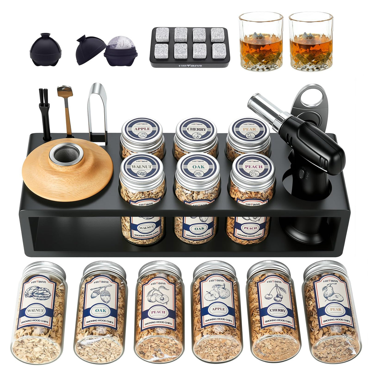 HMYBAR whiskey smoker kit with torch assembly for bold smoky cocktails at home