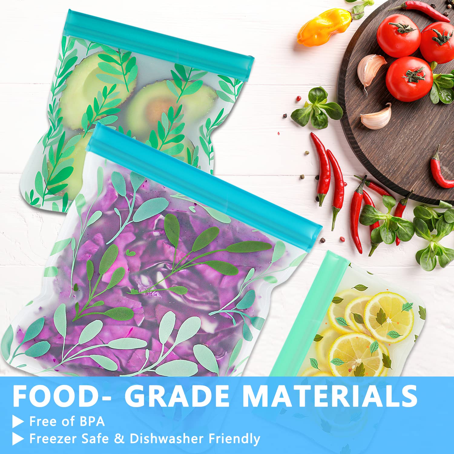 Hndnrxue BPA-free salad and fruit bags for safe storage.