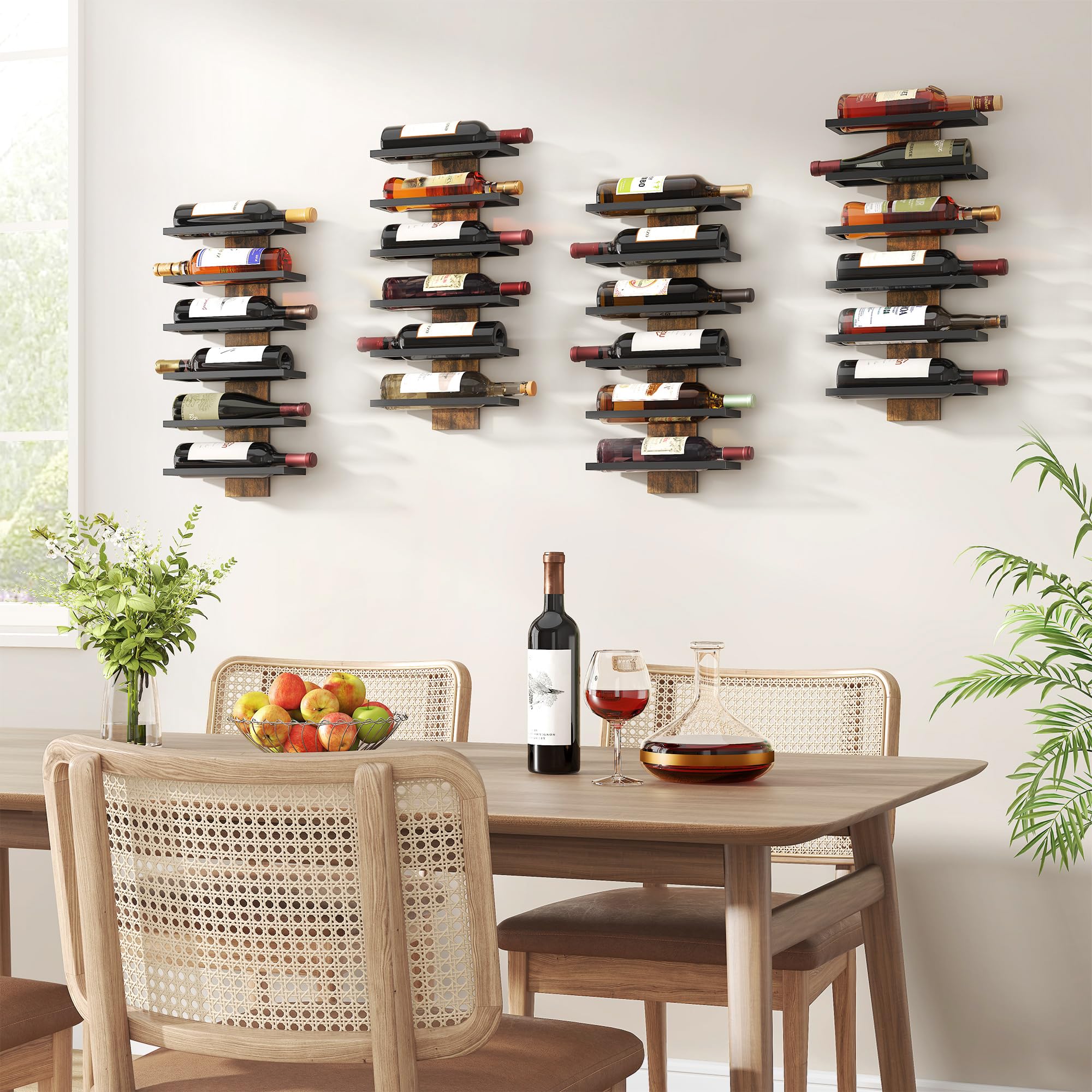 Hoctieon rustic brown finish highlights wood grain with metal accents.