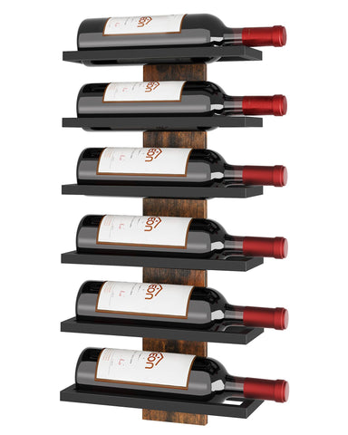 Hoctieon wall-mount wine rack displaying six bottles for elegant storage.