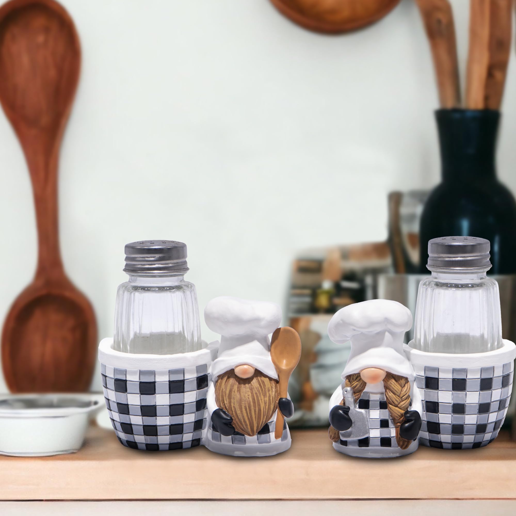 Hodao ceramic holder rustic black white check, sturdy kitchen storage with style