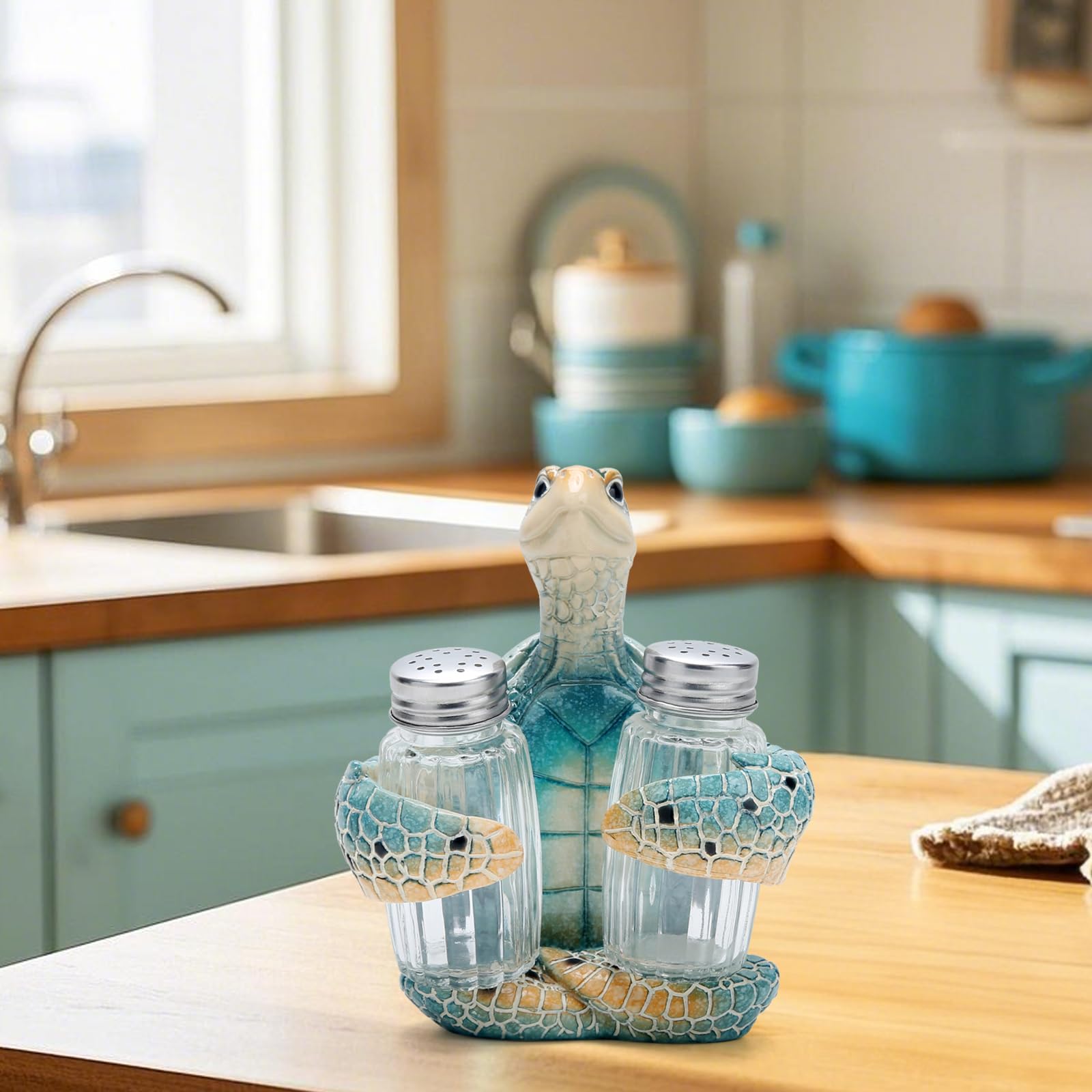 Hodao hand-painted turtle figurine 6-inch elevates kitchen decor with vibrant colors