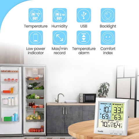 HODIK remote range reaches 330 ft for monitoring across large kitchens.