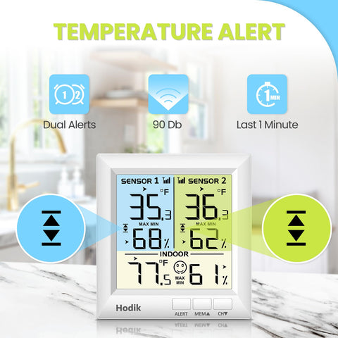 HODIK temp and humidity readings support proper food storage and organization.