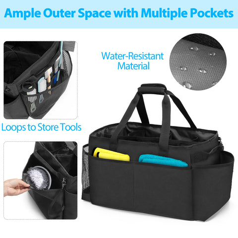 HODRANT cleaning caddy back pockets holding phones or chargers on site