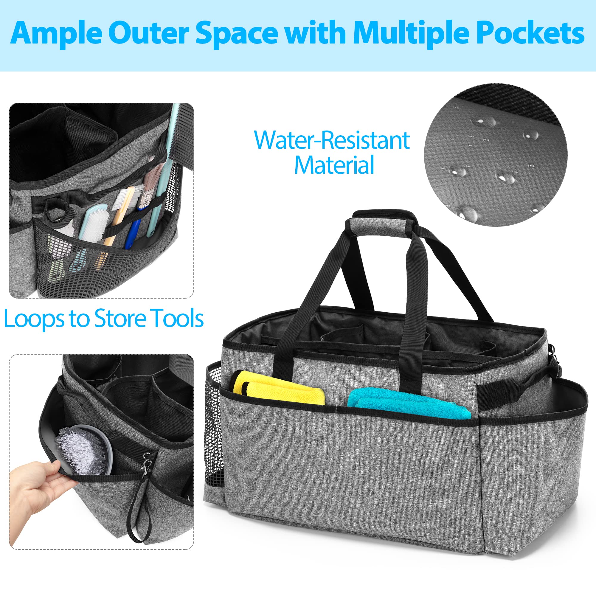 HODRANT caddy side pockets provide space for wet towels and brushes