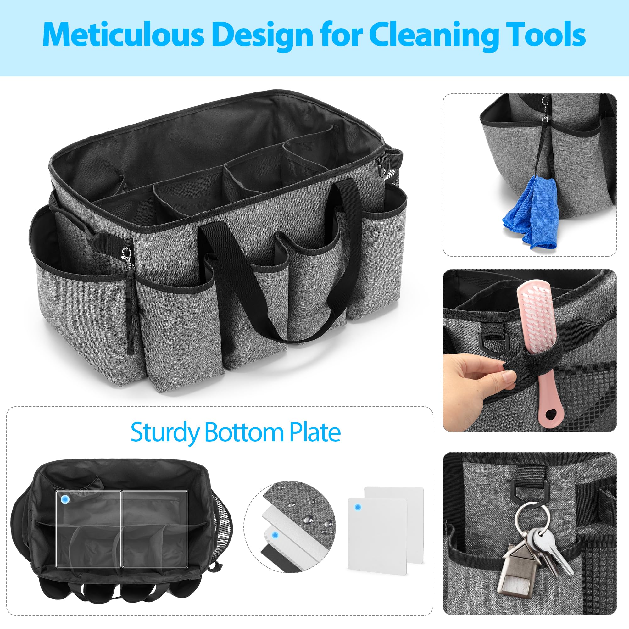 Water-resistant nylon exterior protects gear during cleaning tasks