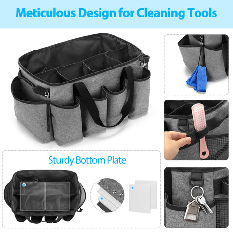 Water-resistant nylon exterior protects gear during cleaning tasks