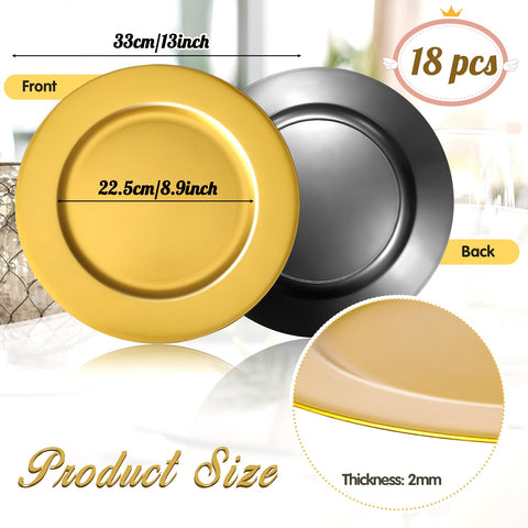 Hoemwarm plastic gold charger plate with metallic finish for reusable decor