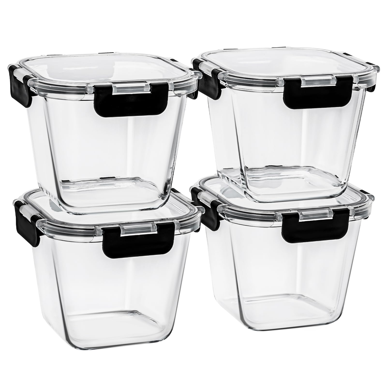 Hoenjuno 32oz glass container four-pack ideal for meal prep and leftovers.