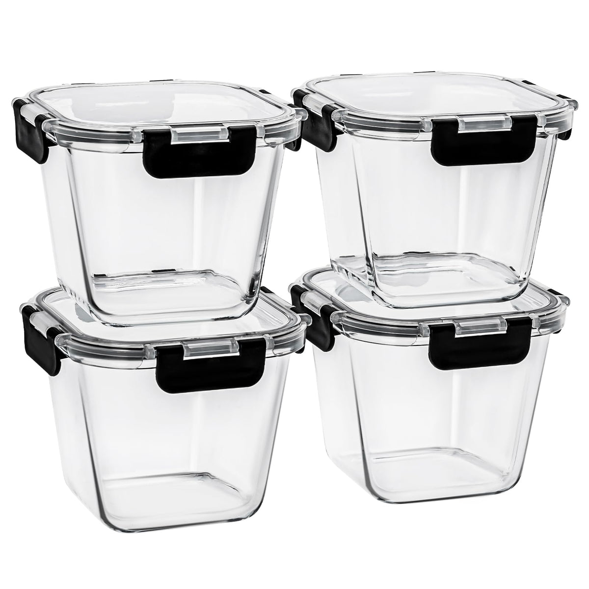 Hoenjuno 32oz glass container four-pack ideal for meal prep and leftovers.