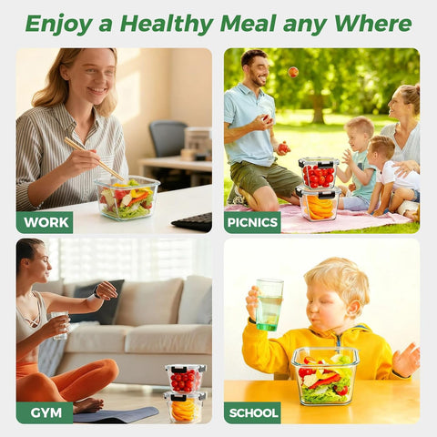 Hoenjuno borosilicate glass meal prep container for versatile reheating.