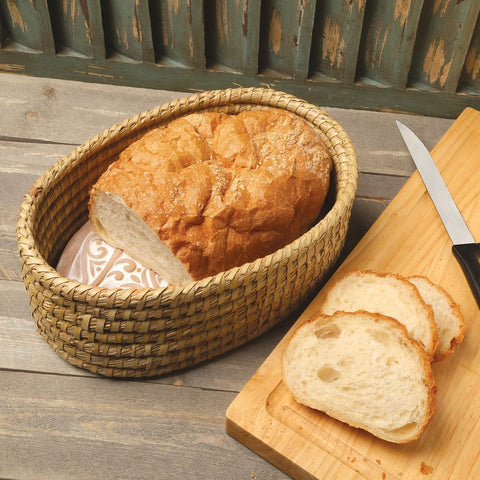 HofArtisan closeup of handwoven weave on the bread warmer basket
