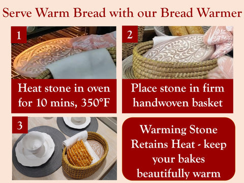 HofArtisan bread warmer basket interior with stone shows heat ready layer for serving