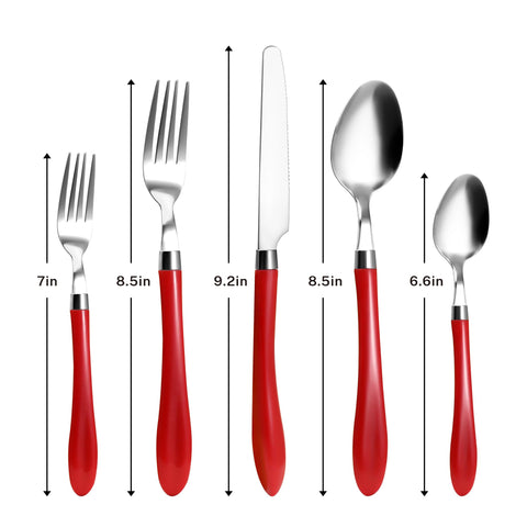 HOFTEN retro color-handle flatware on the dining table for everyday meals.