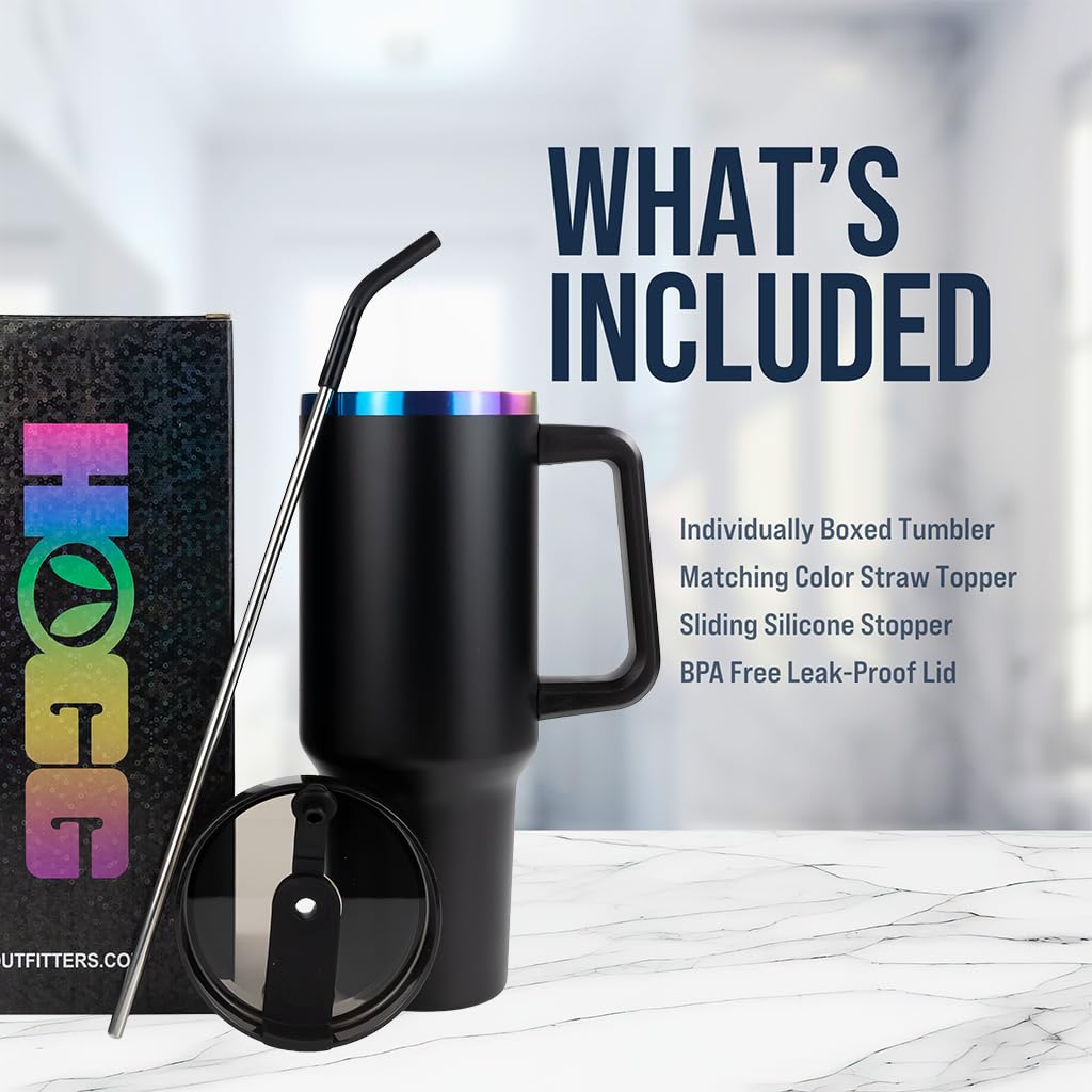 Hogg 40 oz powder coated tumbler shows durability and rust resistance