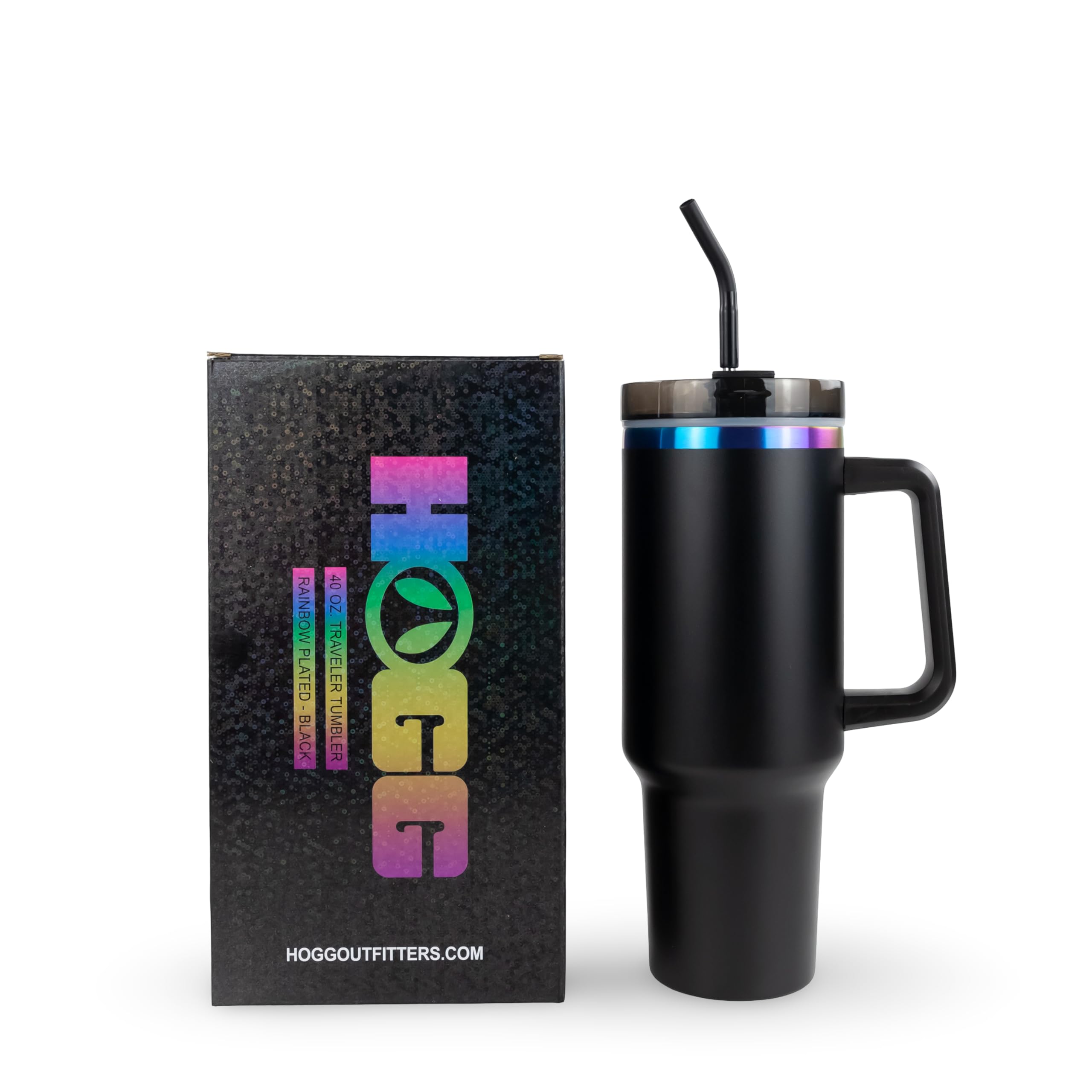 Hogg 40 oz rainbow plated black tumbler engraving blank ready for customization