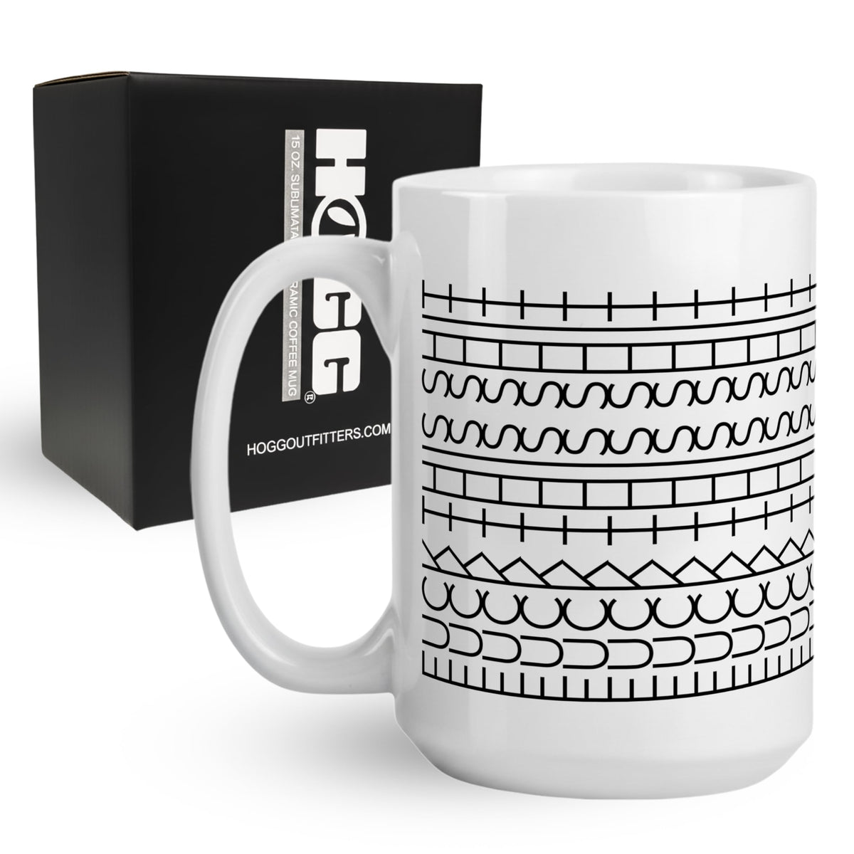 Hogg Fuck This Shit Mug closeup highlighting bold typography and ceramic finish.