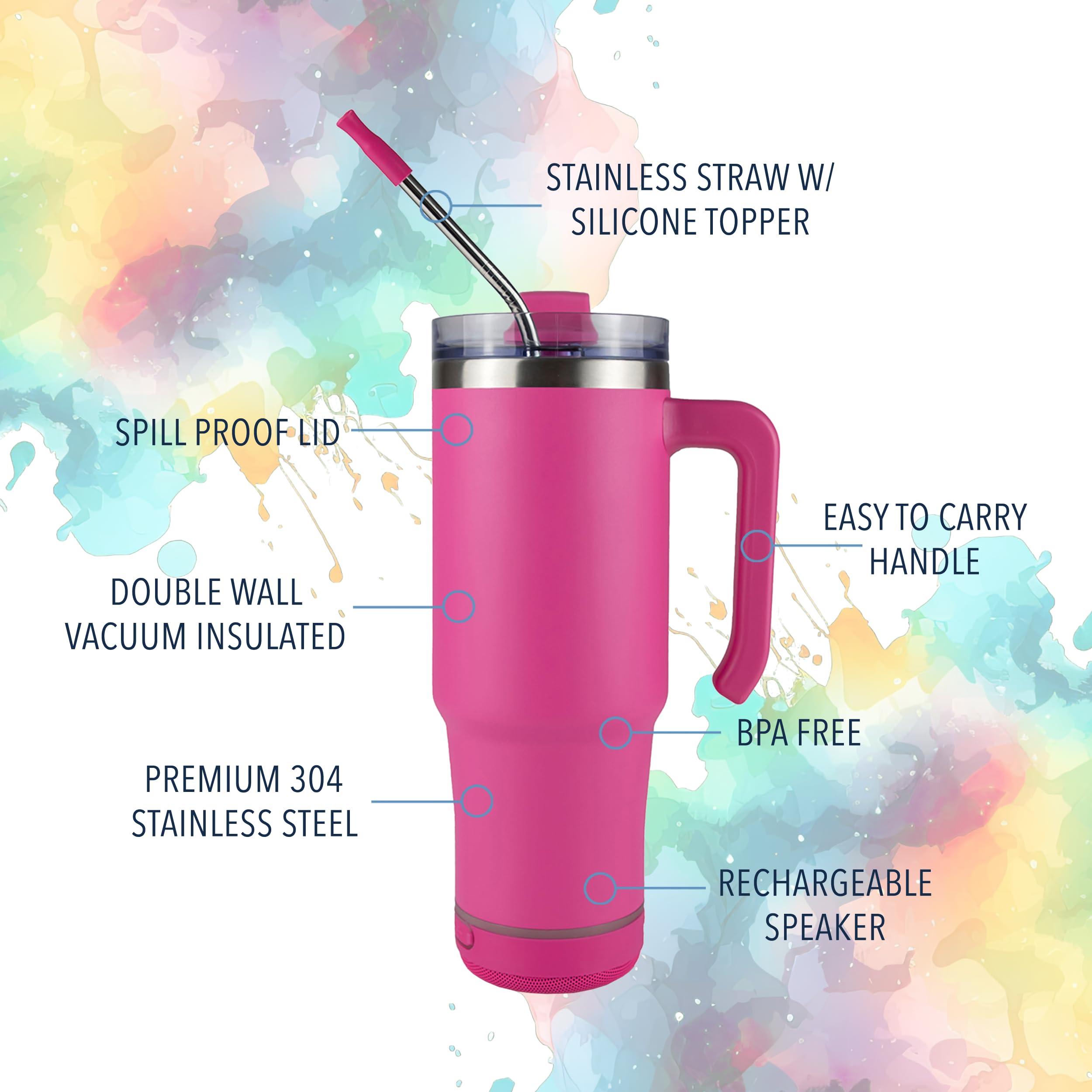 Hogg pink 30oz tumbler with handle, easy daily hydration