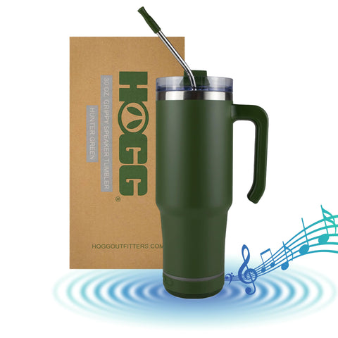 Hogg Grippy Tumbler Hunter Green full view, durable stainless steel for everyday use.