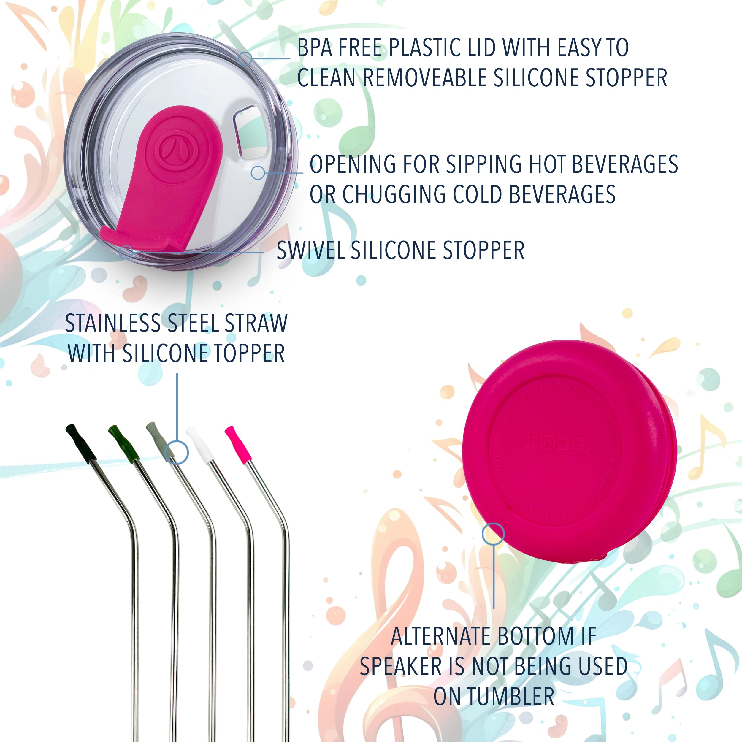 Hogg pink tumbler lid and straw for mess-free sipping