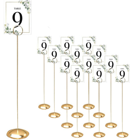 HOHIYA metal table number holder with 12-inch height and solid base for elegant events.