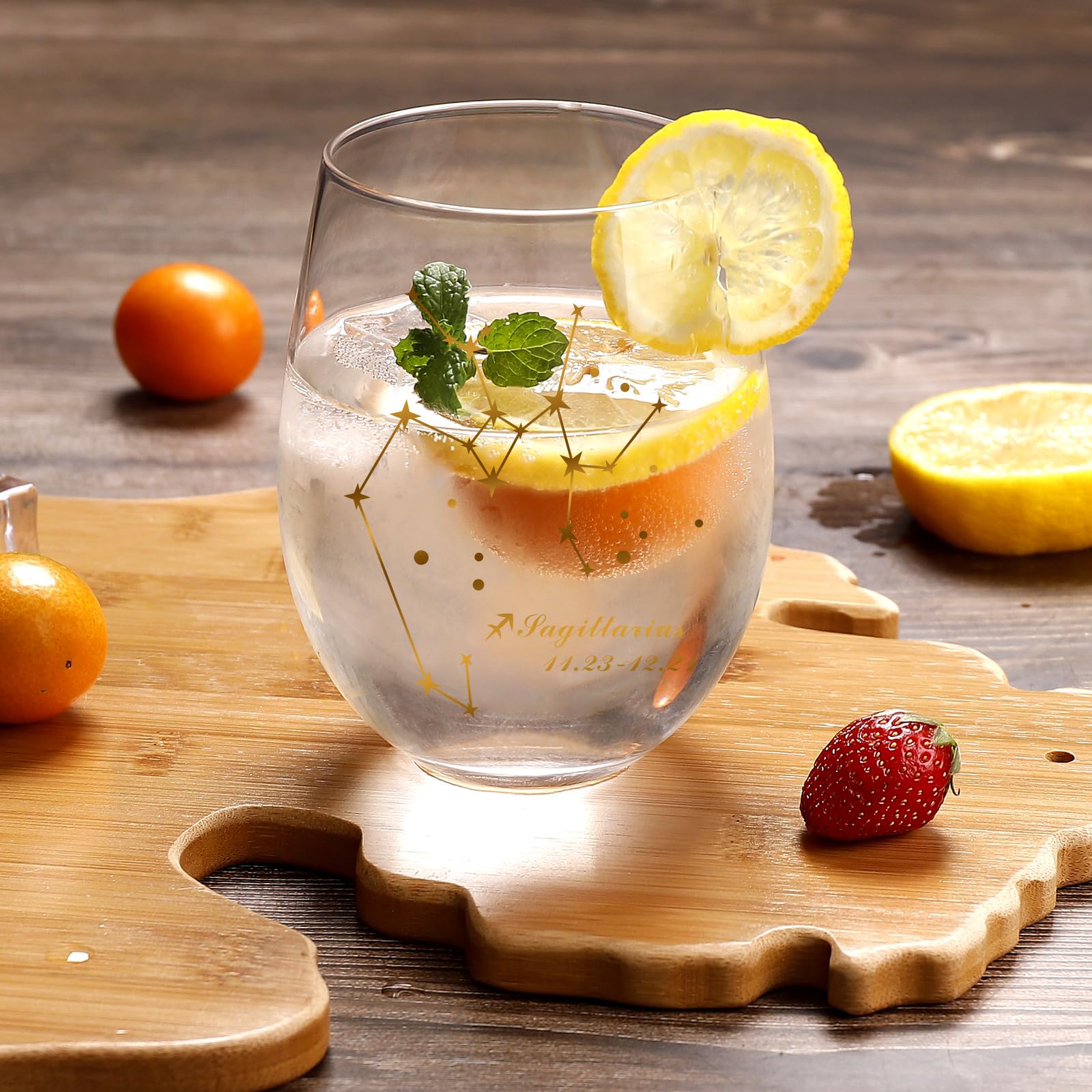 HOHY gift-boxed Sagittarius wine glass ideal for birthdays and celebrations