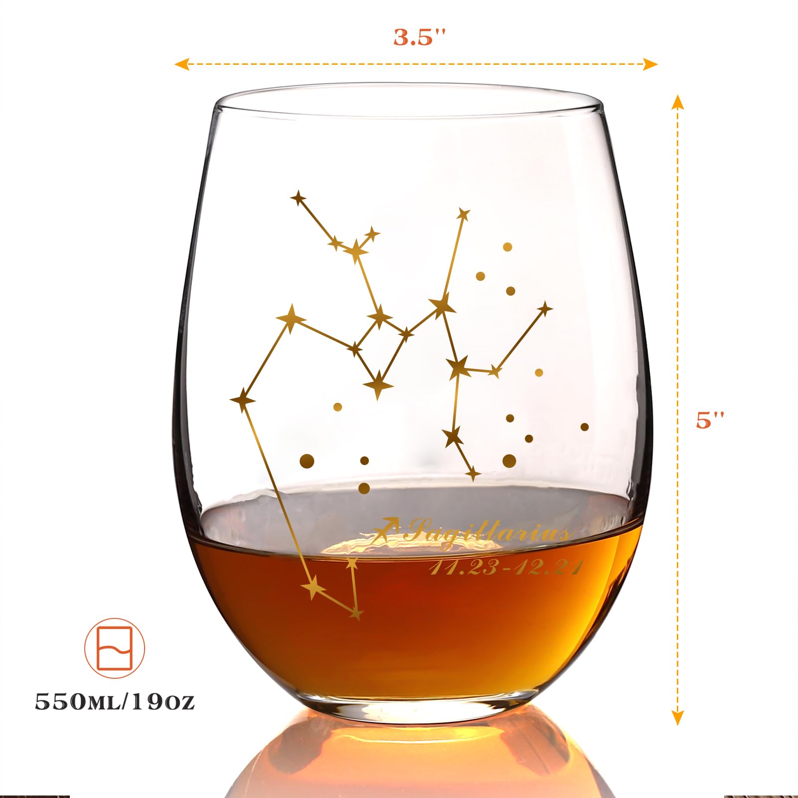 HOHY Sagittarius gift idea wine glass for astrology lovers