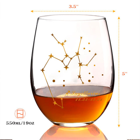 HOHY Sagittarius gift idea wine glass for astrology lovers