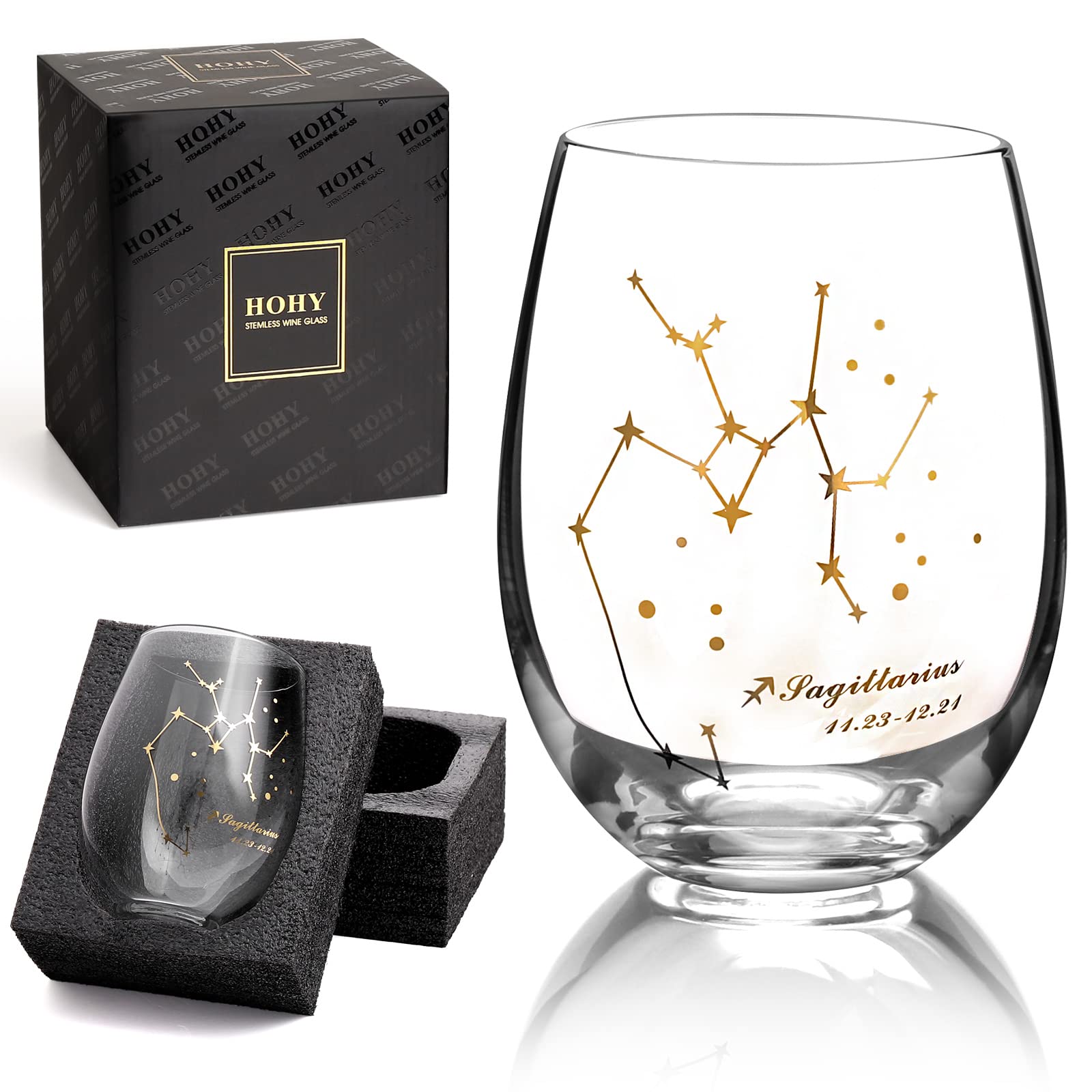 HOHY Sagittarius 20oz wine glass with constellation design for elegant sipping