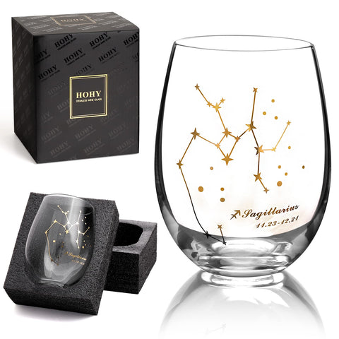 HOHY Sagittarius 20oz wine glass with constellation design for elegant sipping