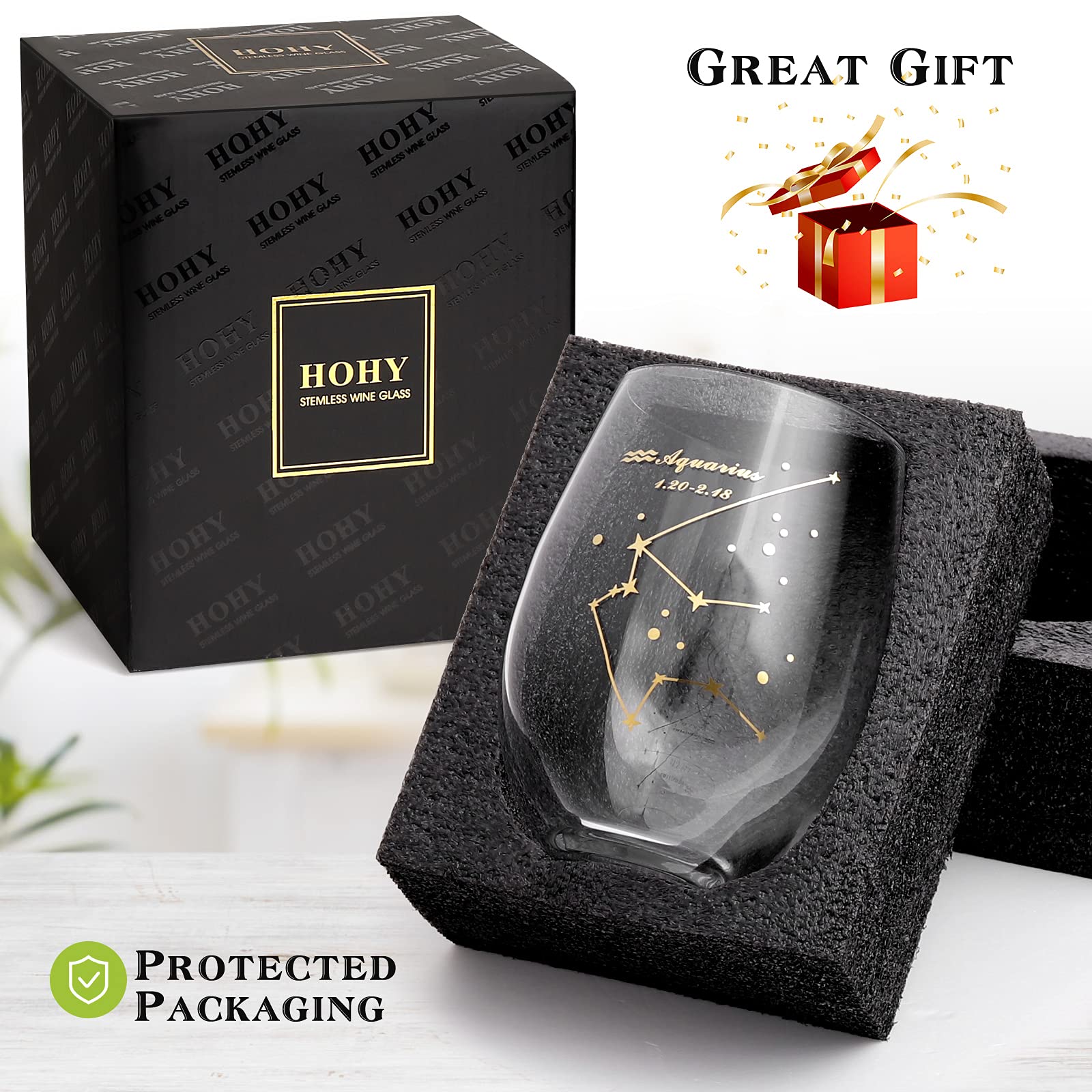 HOHY stemless glass with wide base for stable, confident handling.