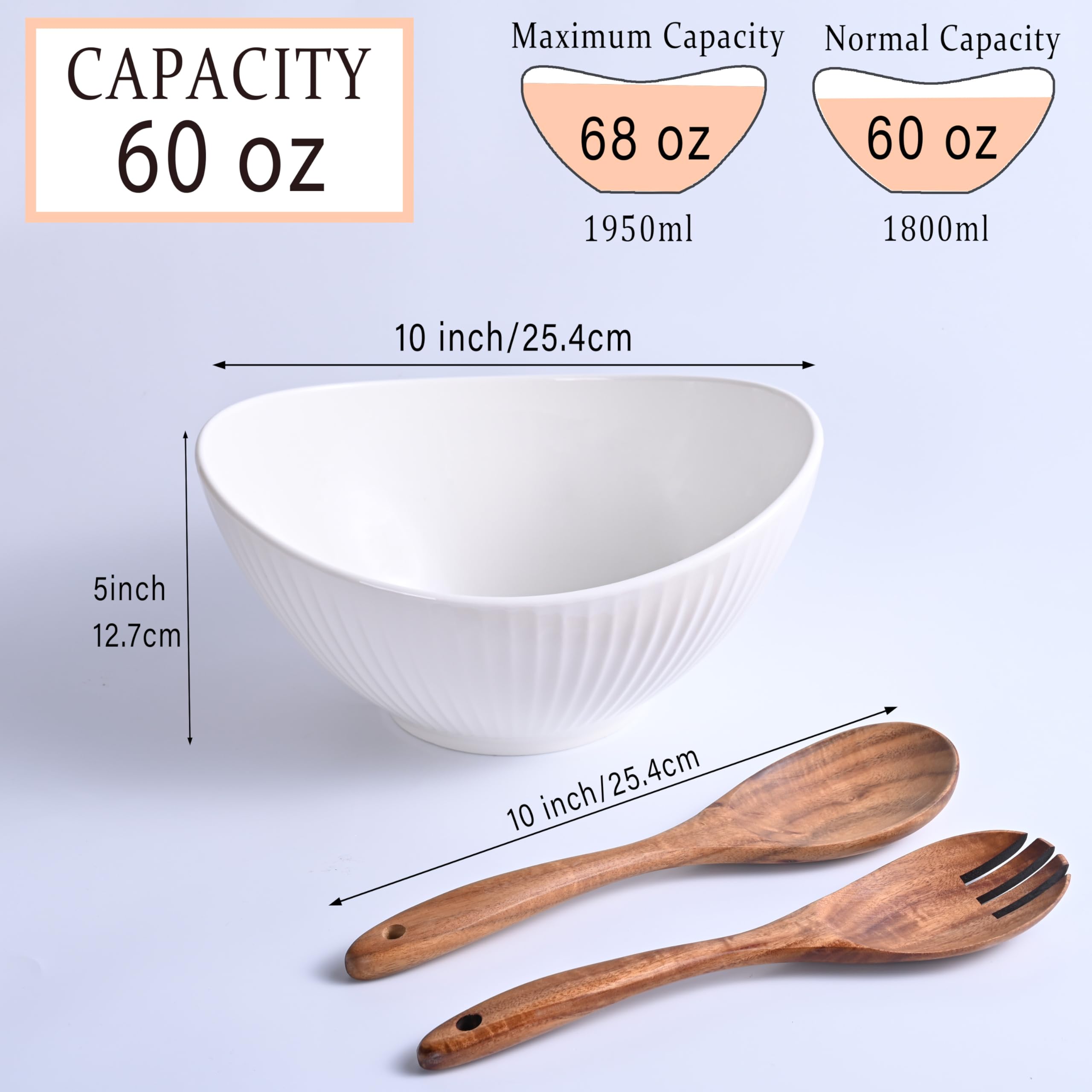 Hoilse acacia wood utensils set complements the ceramic serving bowl