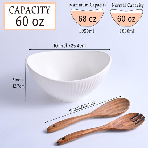 Hoilse acacia wood utensils set complements the ceramic serving bowl