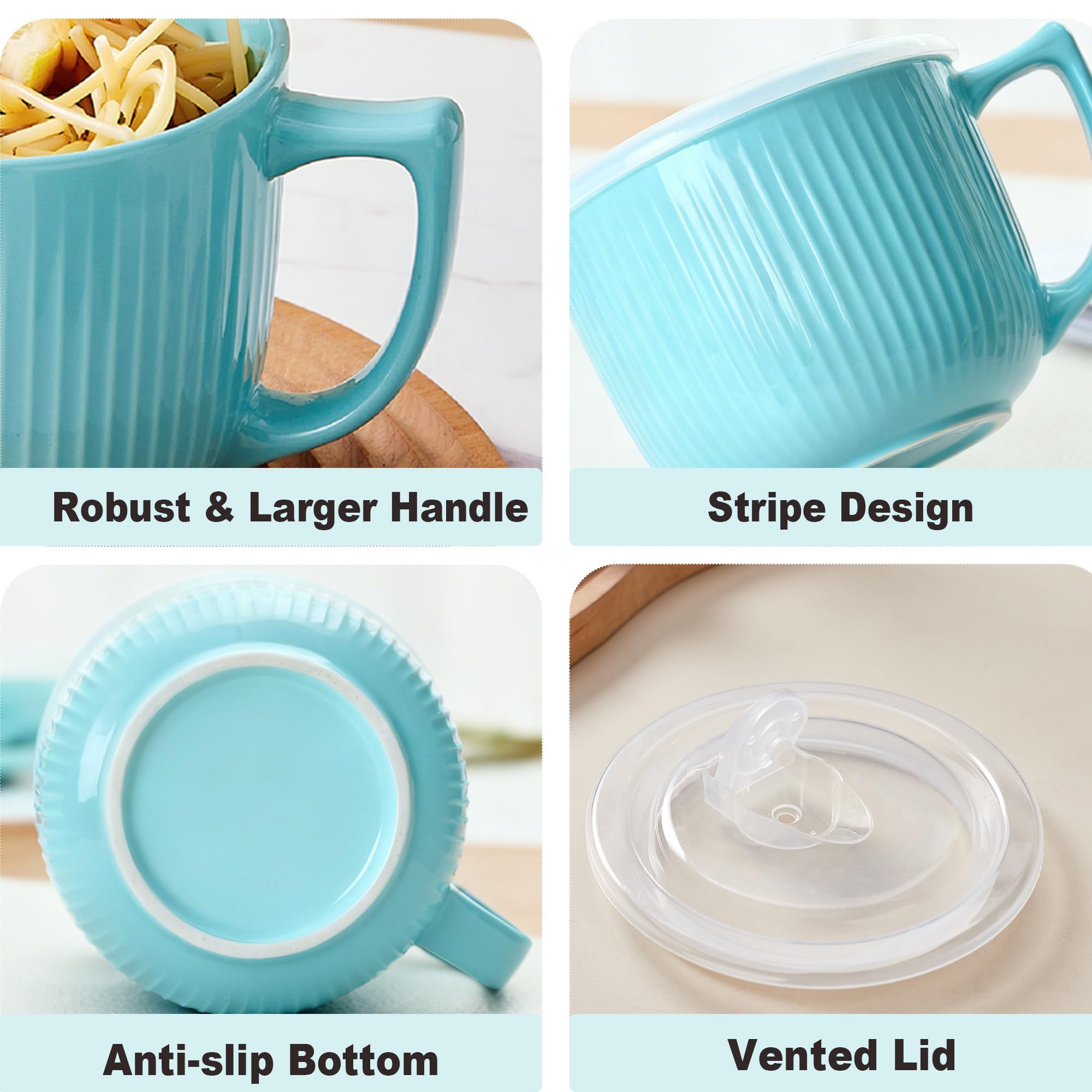 Hoilse ceramic soup bowl cereal blue, doubles as a breakfast bowl for portions.