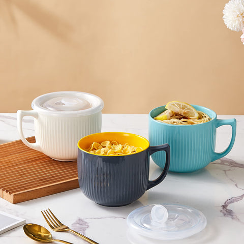 Hoilse ceramic bowl microwave safe blue, convenient reheating without plastics.