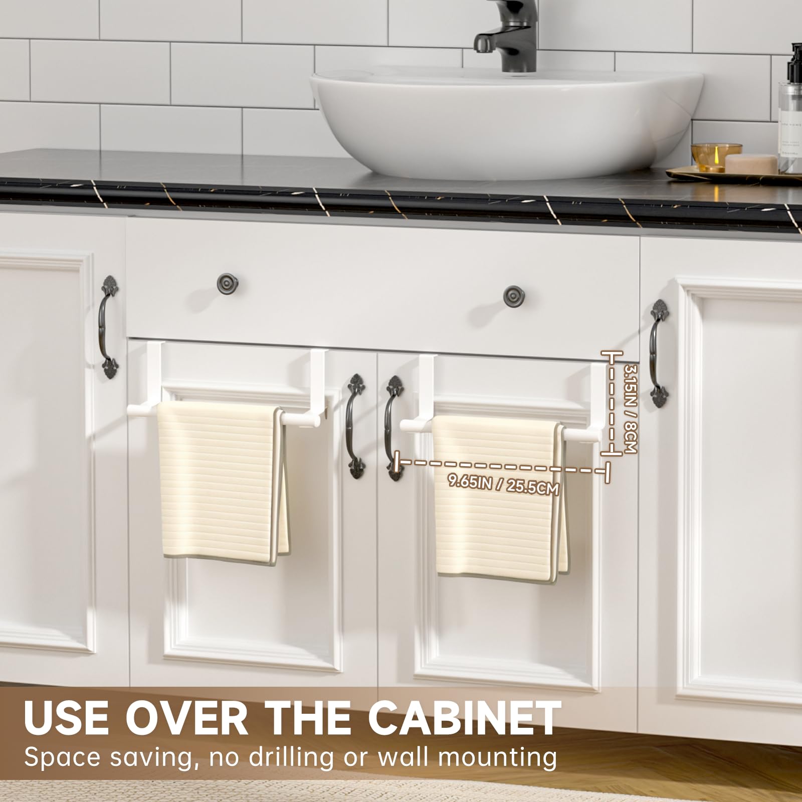 HOISIMDY easy no-drill installation fits over cabinet doors without damage