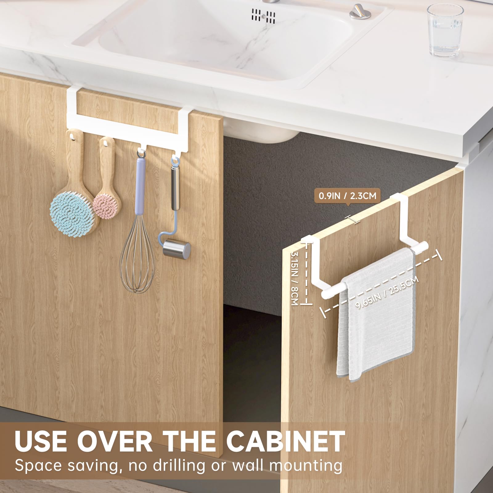 HOISIMDY towel hooks four-side design frees space for essential kitchen tools
