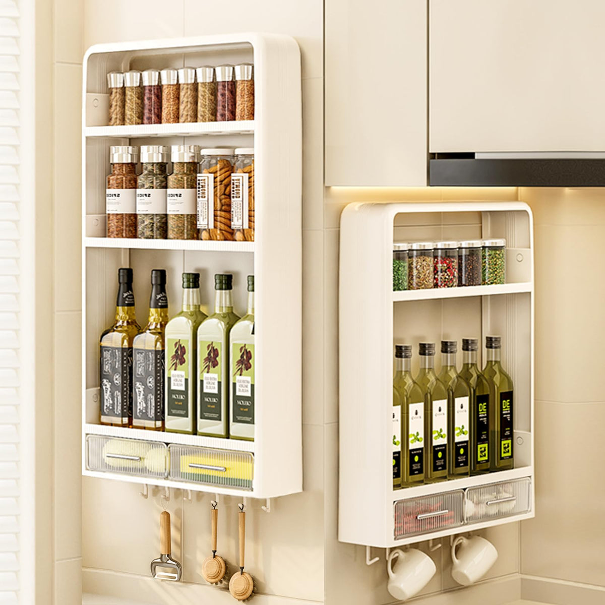 Hoiwio spice rack with 3-tier design for organized bottle access